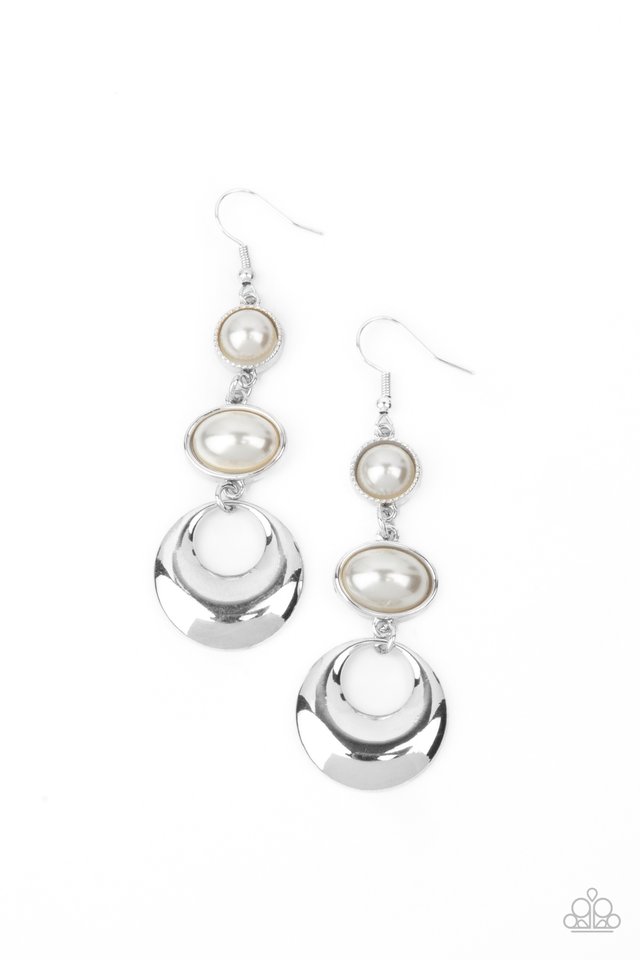 Bubbling To The Surface - White - Paparazzi Earring Image