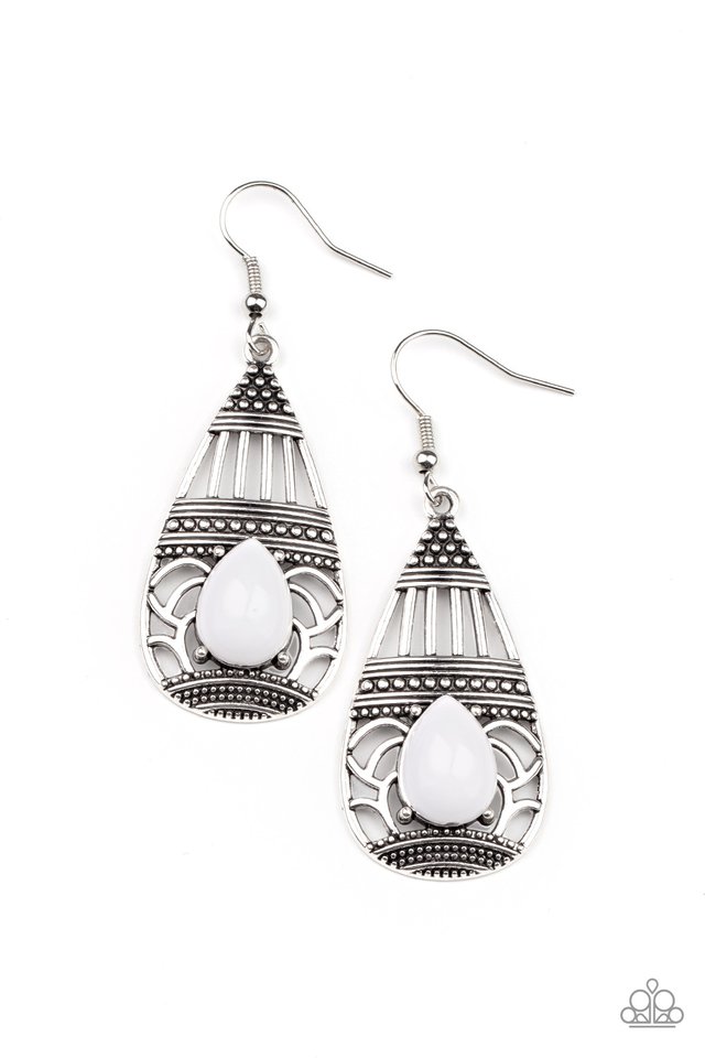 Eastern Essence - White - Paparazzi Earring Image