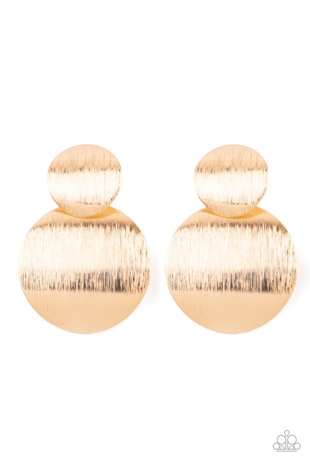 Here Today, GONG Tomorrow - Gold - Paparazzi Earring Image