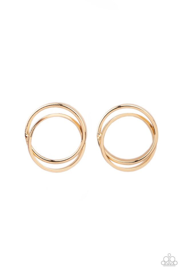 ​Always In The Loop - Gold - Paparazzi Earring Image