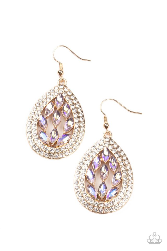 ​Encased Elegance - Gold - Paparazzi Earring Image