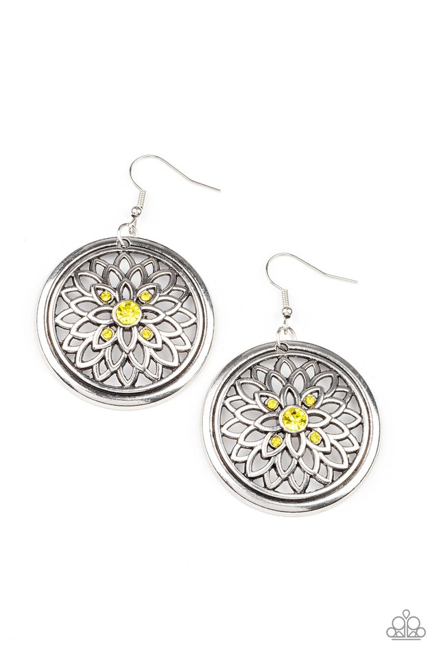 Mega Medallions - Yellow - Paparazzi Earring Image