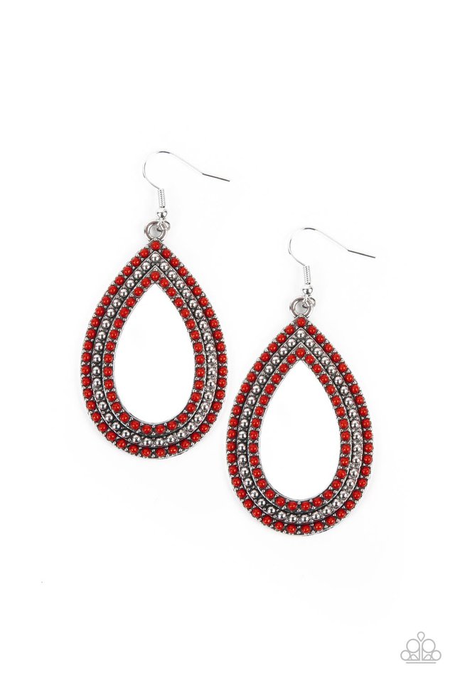 Tear Tracks - Red - Paparazzi Earring Image