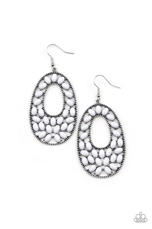 ​Beaded Shores - White - Paparazzi Earring Image