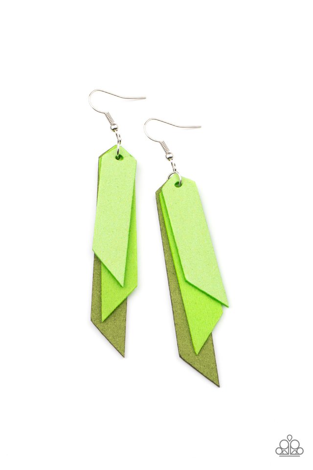 ​Suede Shade - Green - Paparazzi Earring Image