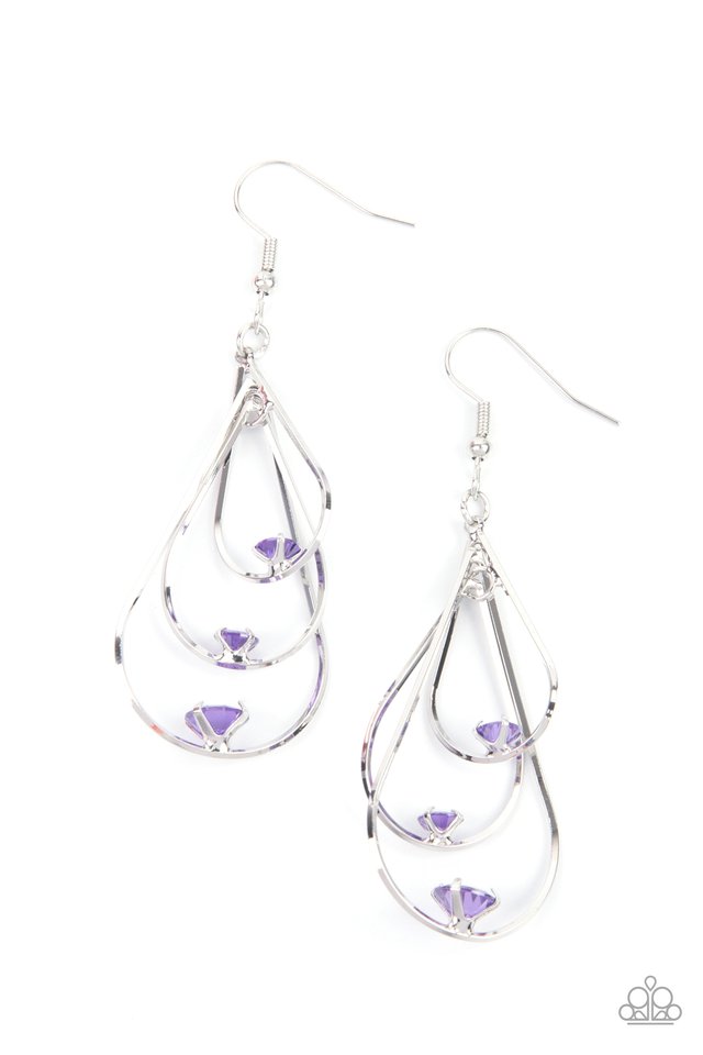 ​Drop Down Dazzle - Purple - Paparazzi Earring Image