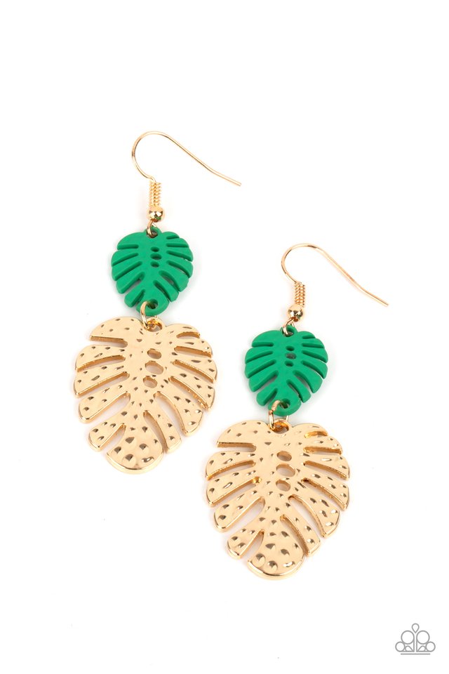 Palm Tree Cabana - Green - Paparazzi Earring Image