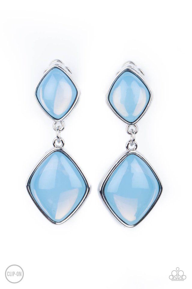 ​Double Dipping Diamonds - Blue - Paparazzi Earring Image