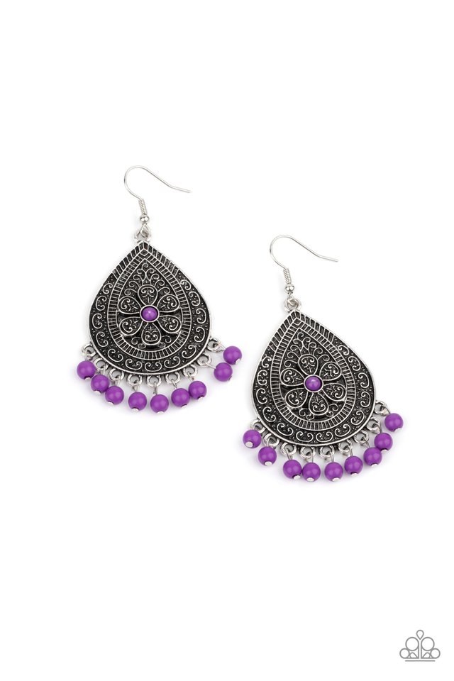 ​Blossoming Teardrops - Purple - Paparazzi Earring Image
