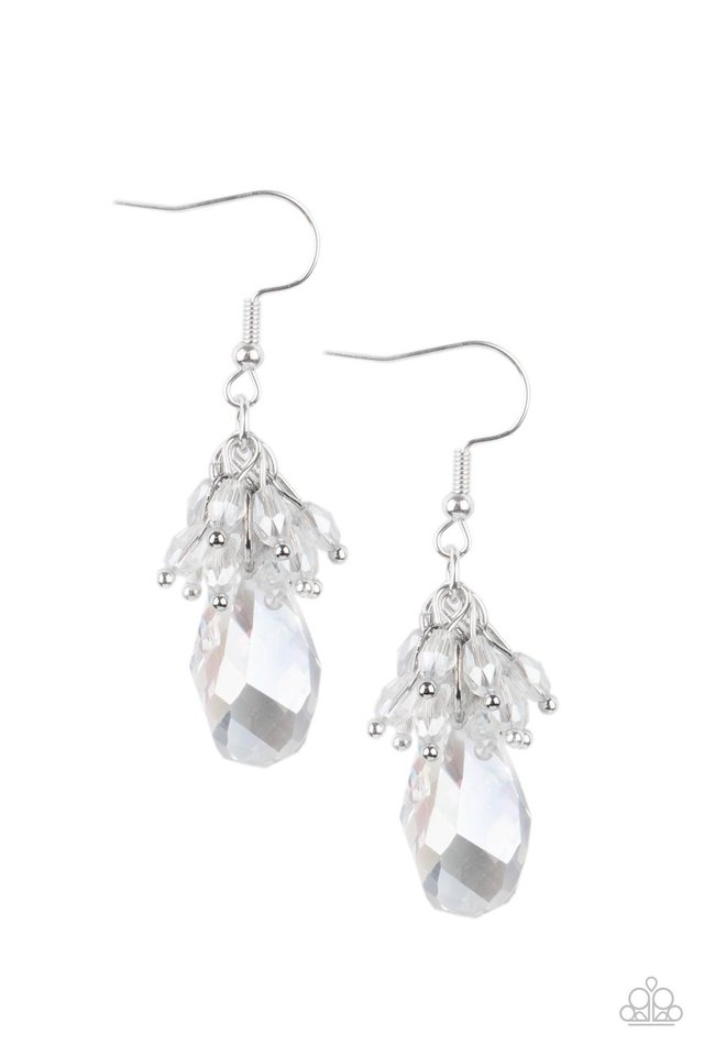 Well Versed in Sparkle - White - Paparazzi Earring Image