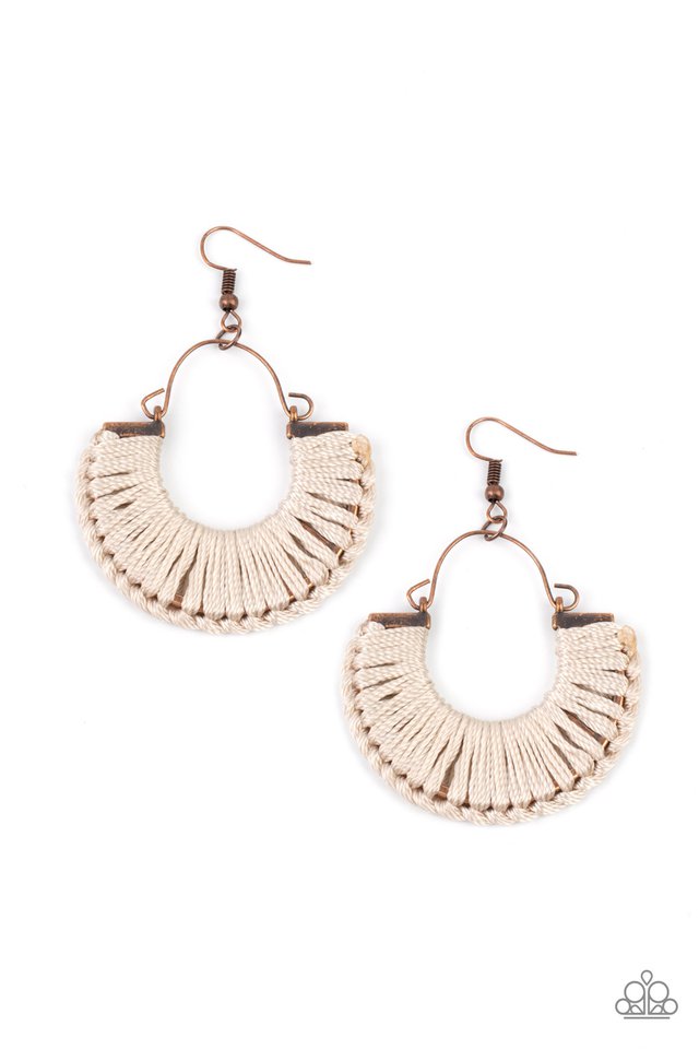 Threadbare Beauty - Copper - Paparazzi Earring Image