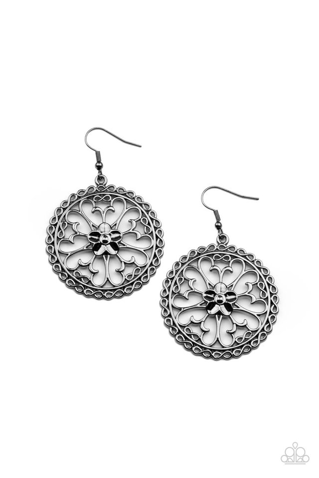 ​Floral Fortunes - Black - Paparazzi Earring Image