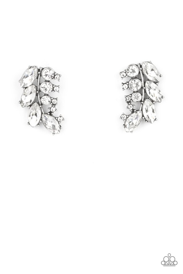 ​Flawless Fronds - White - Paparazzi Earring Image