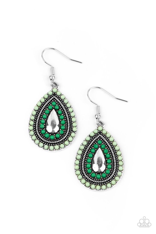 Beaded Bonanza - Green - Paparazzi Earring Image