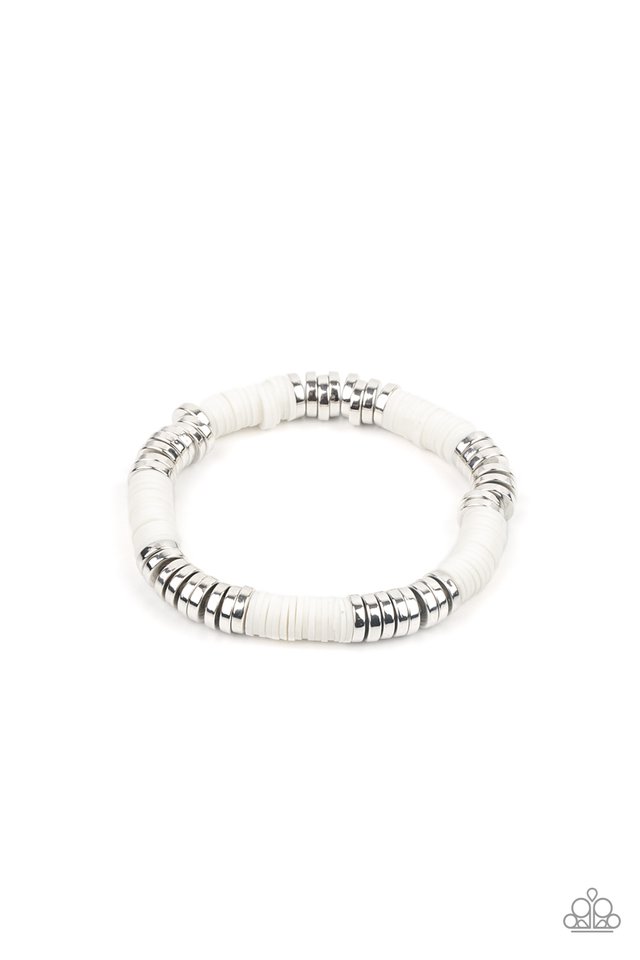 ​Stacked In Your Favor - White - Paparazzi Bracelet Image