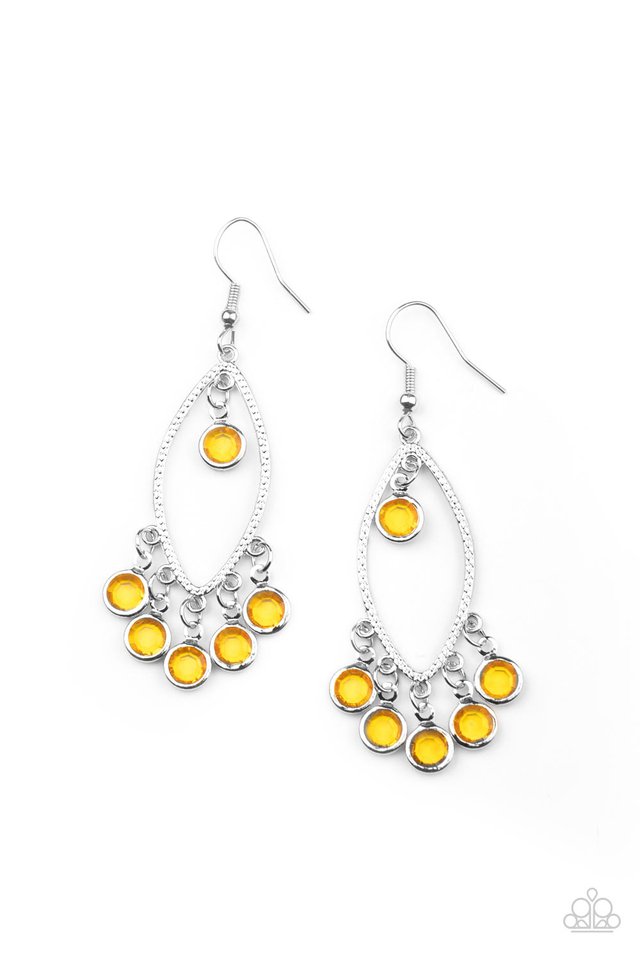 Glassy Grotto - Yellow - Paparazzi Earring Image