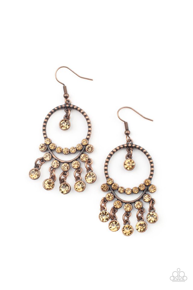 ​Cosmic Chandeliers - Copper - Paparazzi Earring Image