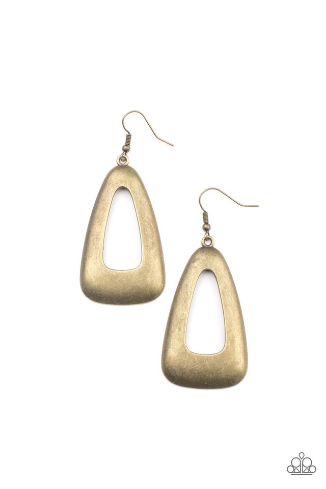 ​Irresistibly Industrial - Brass - Paparazzi Earring Image