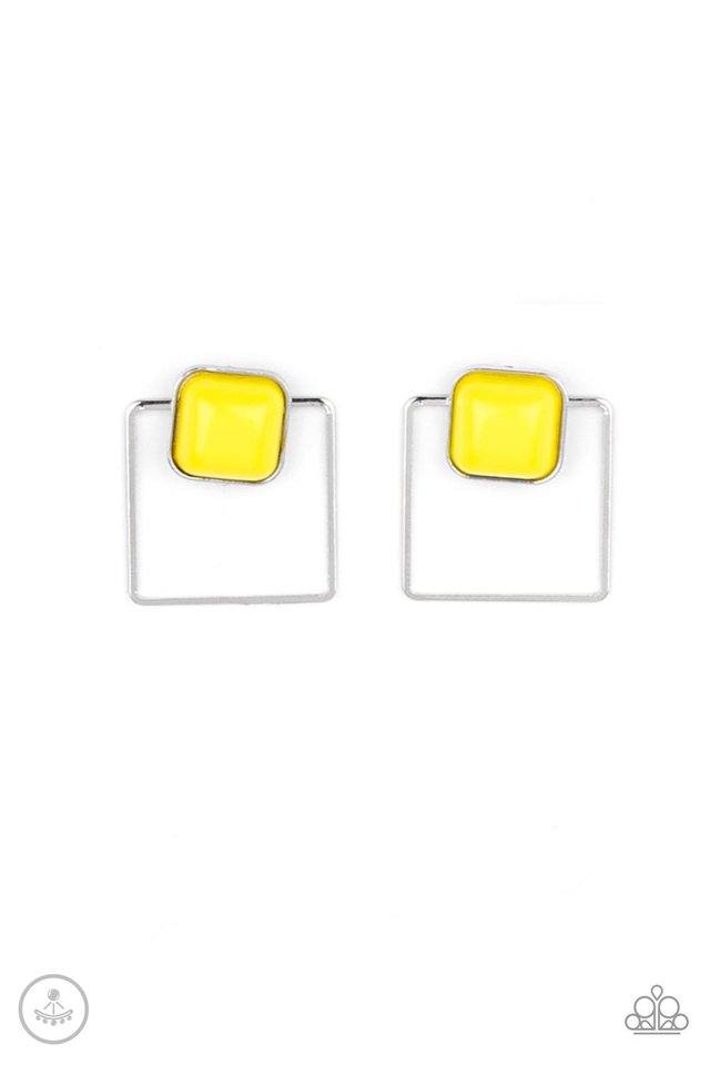 FLAIR and Square - Yellow - Paparazzi Earring Image