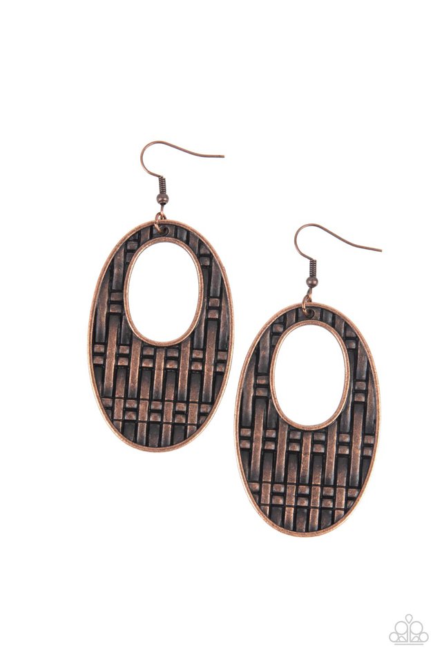 Engraved Edge - Copper - Paparazzi Earring Image