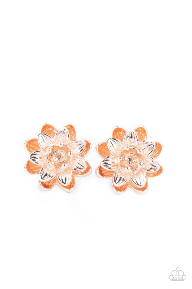 ​Water Lily Love - Rose Gold - Paparazzi Earring Image