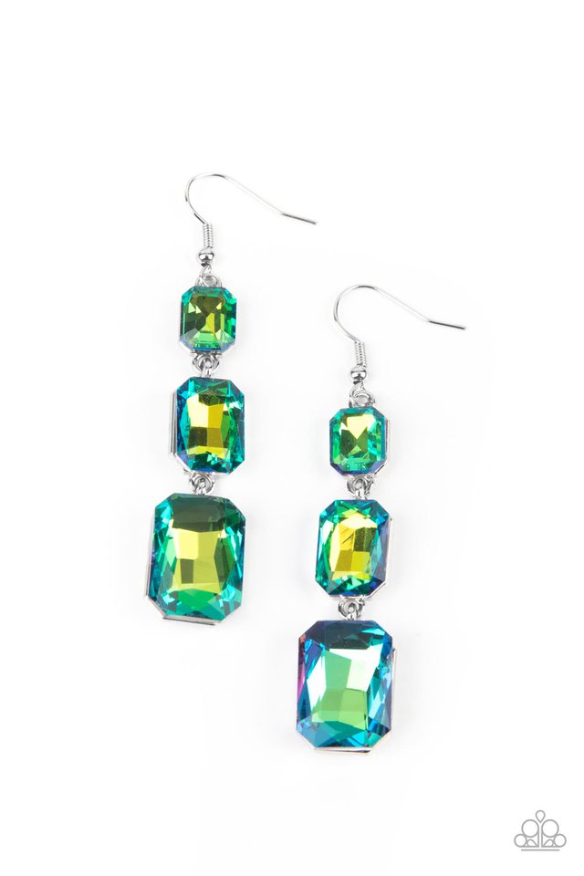 ​Cosmic Red Carpet - Green - Paparazzi Earring Image