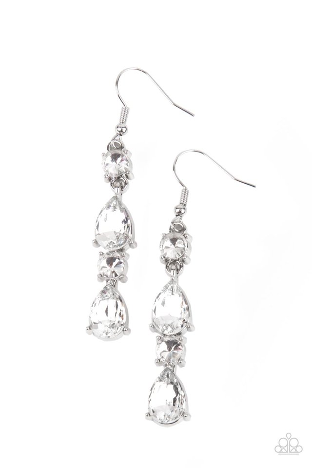 Raise Your Glass to Glamorous - White - Paparazzi Earring Image