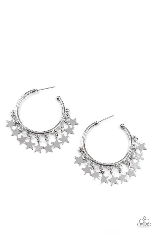 ​Happy Independence Day - Silver - Paparazzi Earring Image