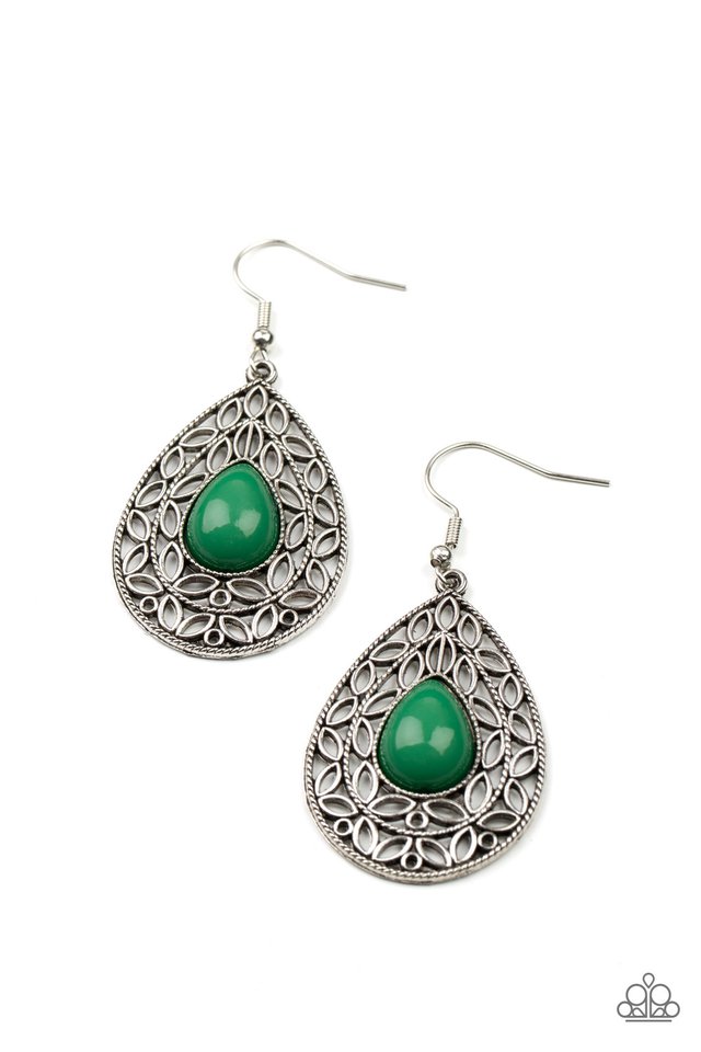 Fanciful Droplets - Green - Paparazzi Earring Image
