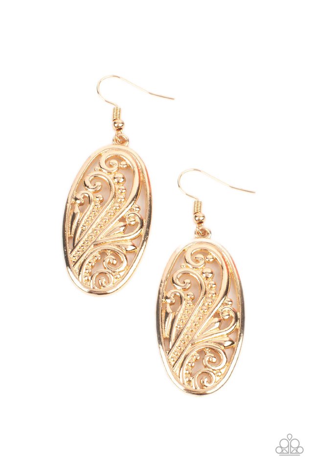 High Tide Terrace - Gold - Paparazzi Earring Image