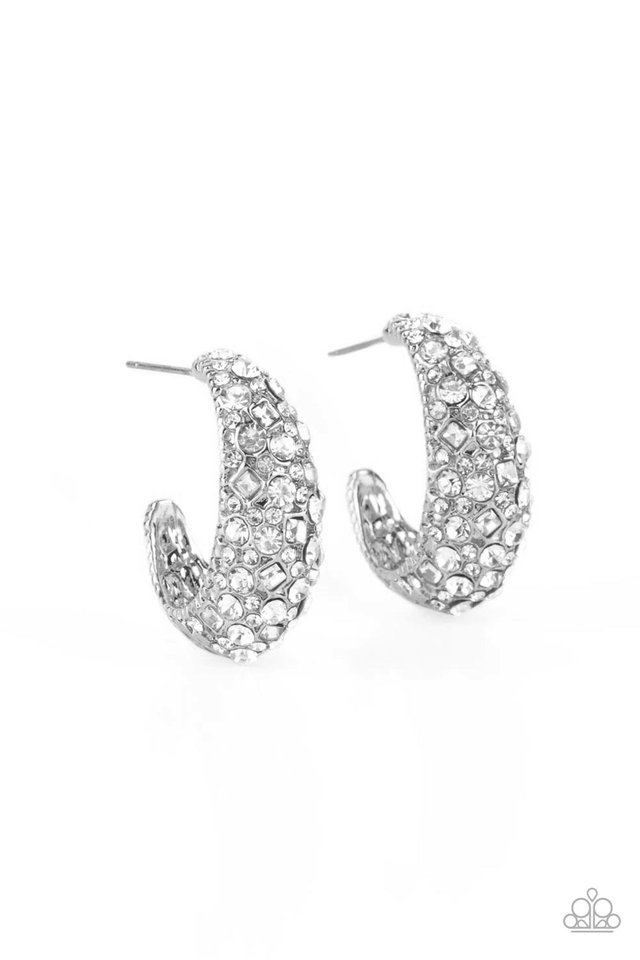 ​Glamorously Glimmering - White - Paparazzi Earring Image