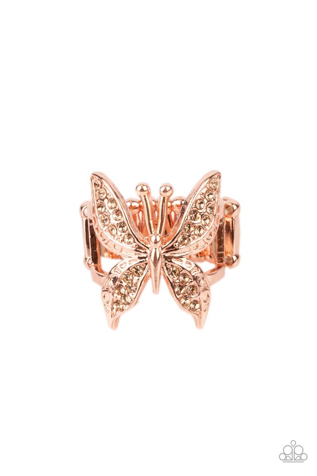 ​Blinged Out Butterfly - Copper - Paparazzi Ring Image