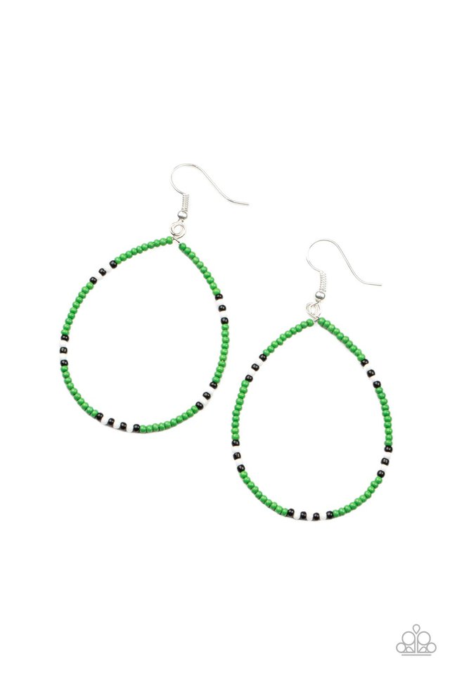 ​Keep Up The Good BEADWORK - Green - Paparazzi Earring Image