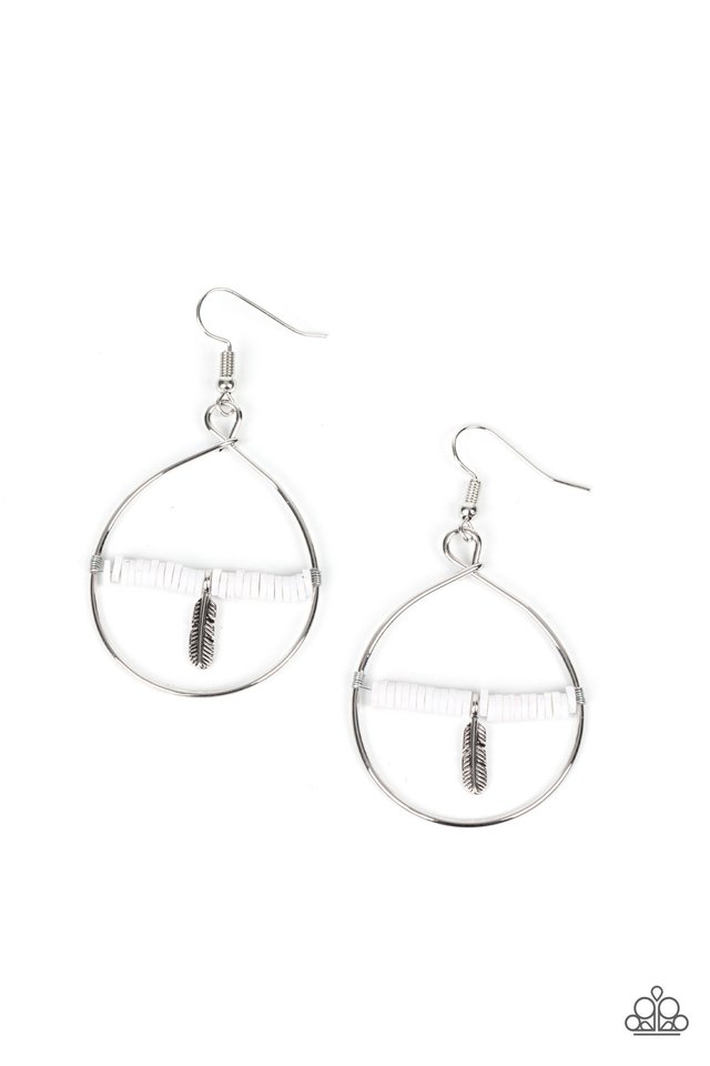 Free Bird Freedom​ - White - Paparazzi Earring Image