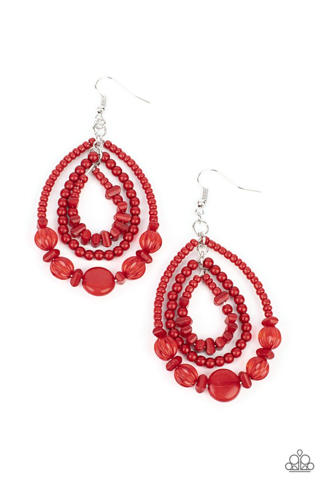 Prana Party - Red - Paparazzi Earring Image