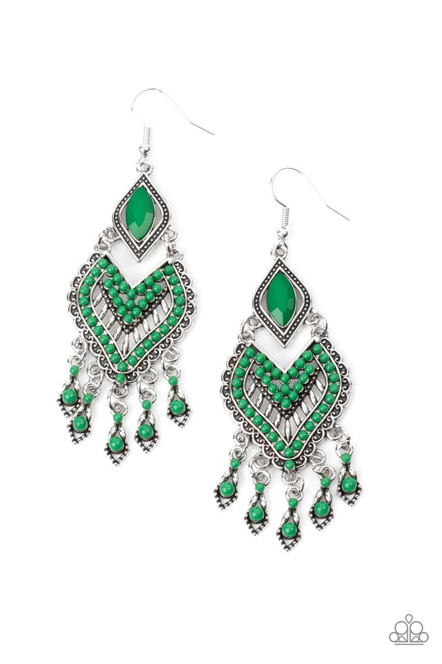 Dearly Debonair - Green - Paparazzi Earring Image