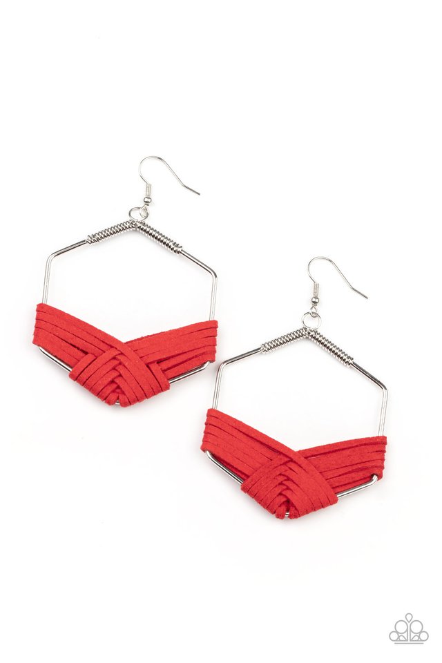 Suede Solstice - Red - Paparazzi Earring Image