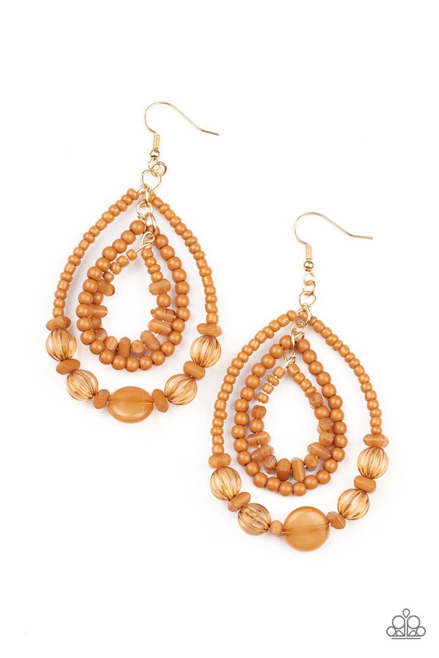 Prana Party - Brown - Paparazzi Earring Image