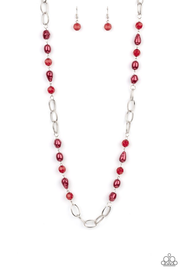 Tea Party Tango - Red - Paparazzi Necklace Image