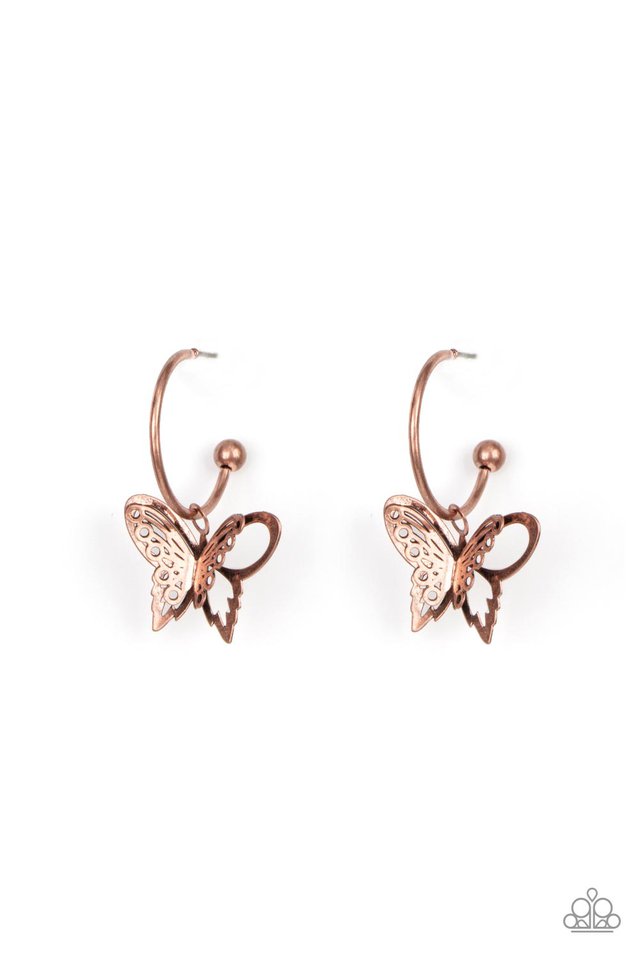 Butterfly Freestyle - Copper - Paparazzi Earring Image