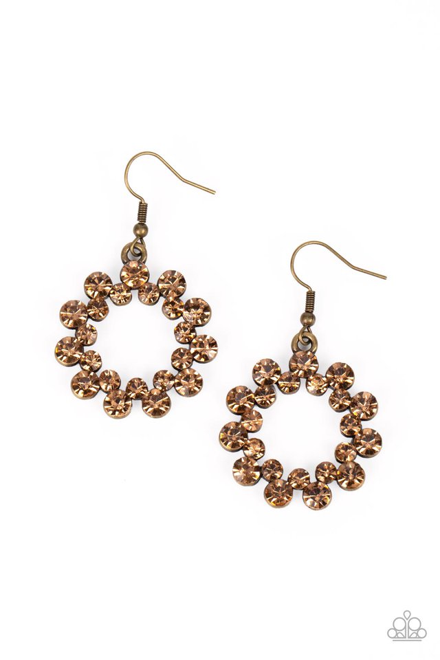 Champagne Bubbles - Brass - Paparazzi Earring Image