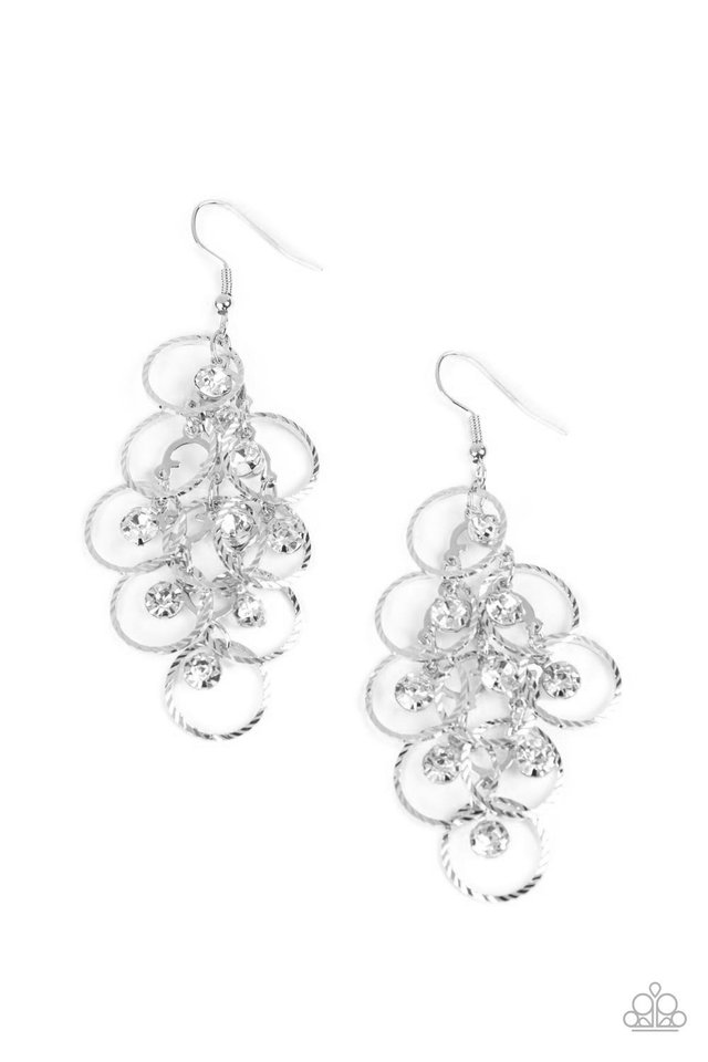 Head Rush - White - Paparazzi Earring Image