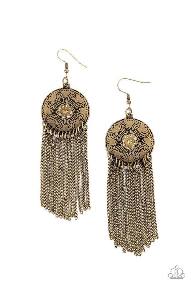 Fringe Control - Brass - Paparazzi Earring Image