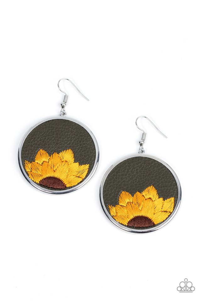 Sun-Kissed Sunflowers - Green - Paparazzi Earring Image