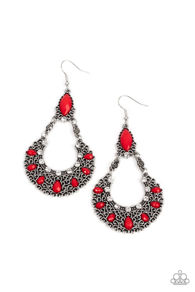 Fluent in Florals - Red - Paparazzi Earring Image