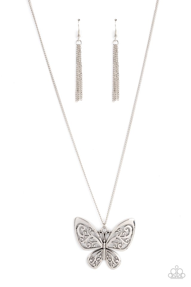 Butterfly Boutique - Silver - Paparazzi Necklace Image