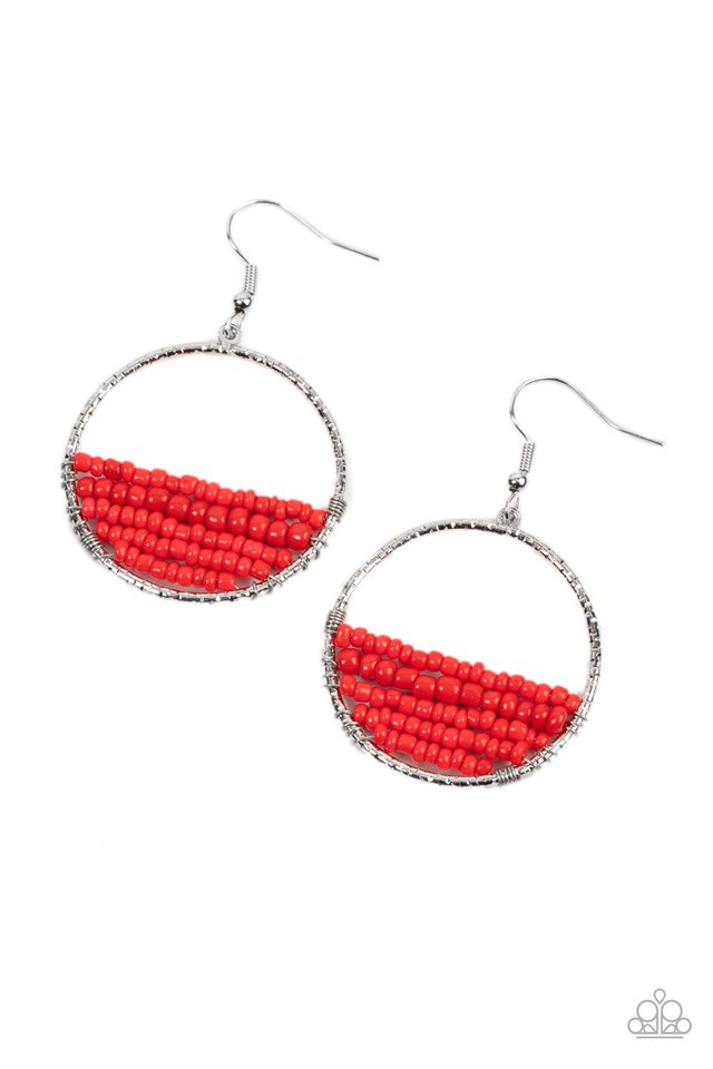 Head-Over-Horizons - Red - Paparazzi Earring Image