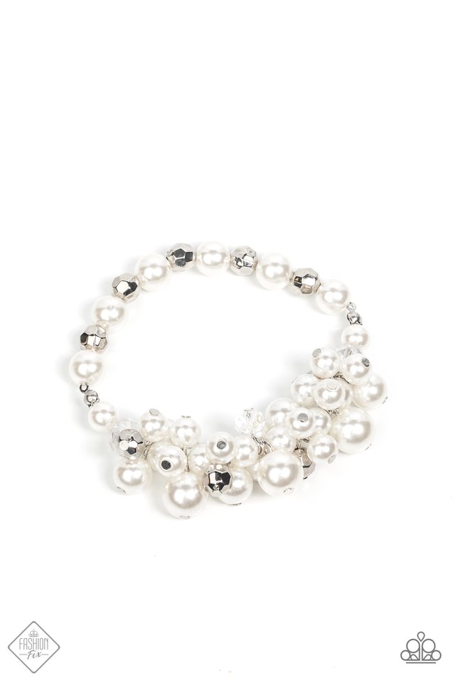 ​Elegantly Exaggerated - White - Paparazzi Bracelet Image