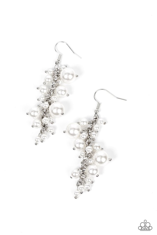 The Rumors are True - White - Paparazzi Earring Image