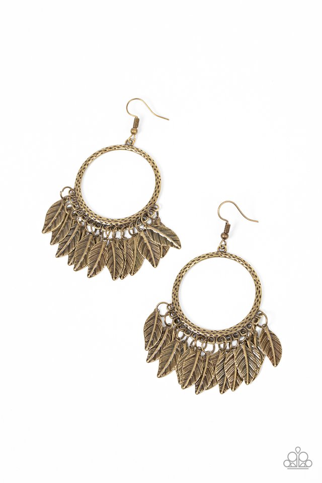 FOWL Tempered - Brass - Paparazzi Earring Image